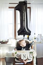 Black Number 1 Balloon for First Birthday 40