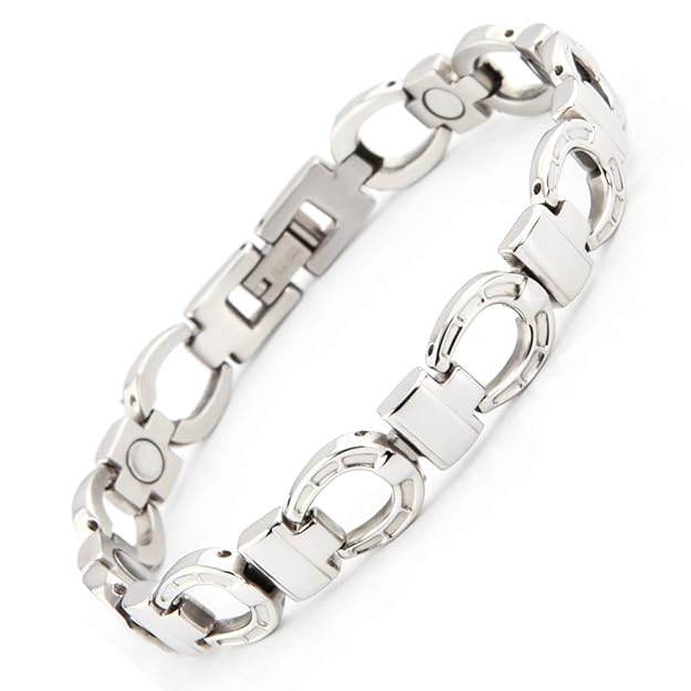 Lucky Hufeisen Edelstahl Energie Magnetarmband Glücksbringer silber allergiefrei Energetix-4you 5691 Größe S-XL