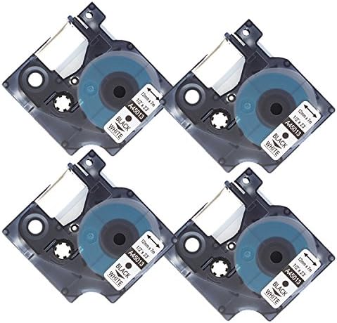 Buyalot 4 Pack 1/2 Inch 12mm D1 Label Tapes Replacement for DYMO 45013 for DYMO Label Manager 160 280 420P PnP 220P 360D 450 210D