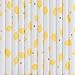 Fire and Creme Let's Party Foiled Paper Straws Gold Dots and Bright Yellow Lemons - Pack of 24