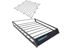 TOOENJOY Roof Rack Basket with Net, 43’’x 35’’x 4.7’’, Anti-Rust Rooftop Cargo Carrier with Removable Wind Fairing, Universal Car Top Luggage Holder for Car, SUV and Truck, 143 lbs Capacity