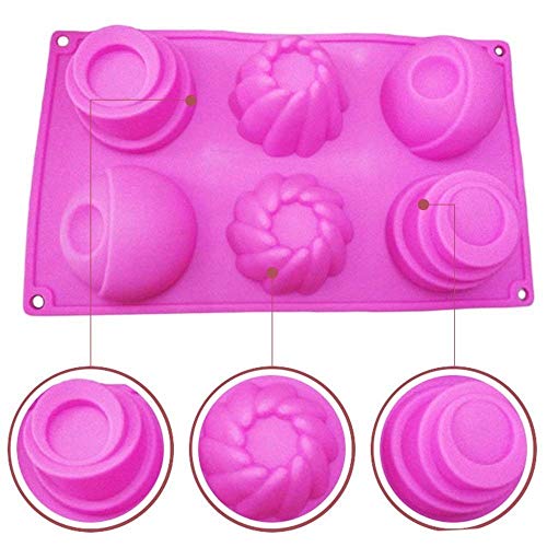 Wewin Silicone 6 Cavity Chocolate Cake Mold Tool for Baking Jelly Pudding Dessert Mousse Handmade Soap Frozen Ice