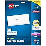 Avery Address Labels with Sure Feed for Laser & Inkjet Printers, 1" x 2-5/8", 750 Labels