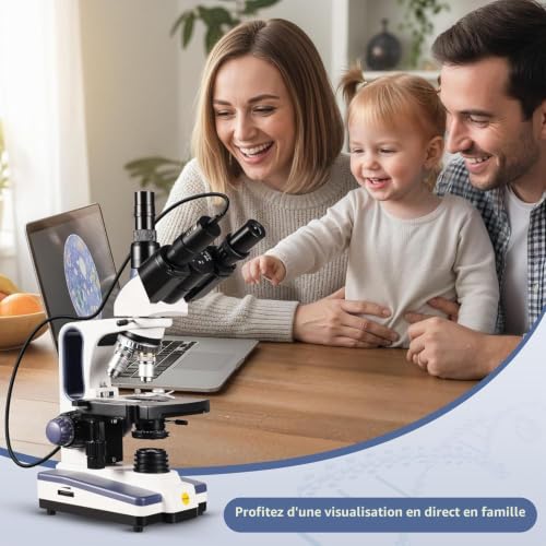 SWIFT SW350T Trinocular Compound Microscope, 40X-2500X Magnification, Siedentopf Head, Search Level, Two-Layer Mechanical Scene, 1.3MP Camera and Software, Windows and Windows Compatible