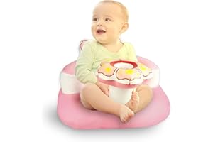 PEEKO Inflatable Baby Seat for Babies and Toddlers, Built-in Inflation Pump, Infant Floor Seat for Sitting Up, Blow-up Chair for Multi-Purpose Usage, Princess Pink Bow Tie