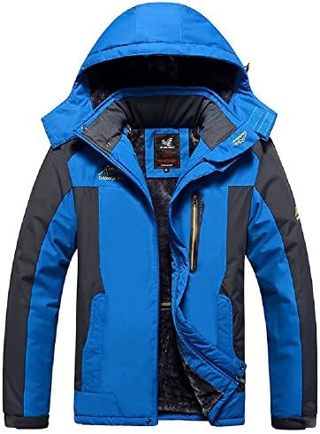 Loofede Men's Outdoor Waterproof Fleece Ski Jacket Mountain Windproof Rain Jacket