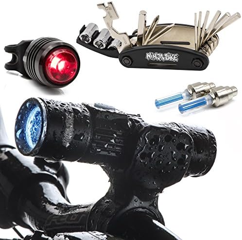 NinjaBike USB Rechargeable BRIGHT Led Bike Lights Front And Back Set Bicycle Headlight Rear Tail Light Easy Install Cycling Safety For Kids Men Women On Road Mountain BONUS Repair Kit 2 Wheel Lights