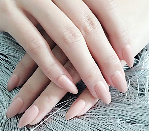 Simple Nude Nail Tips Stiletto False Nails for Girls - Thumbnail 3