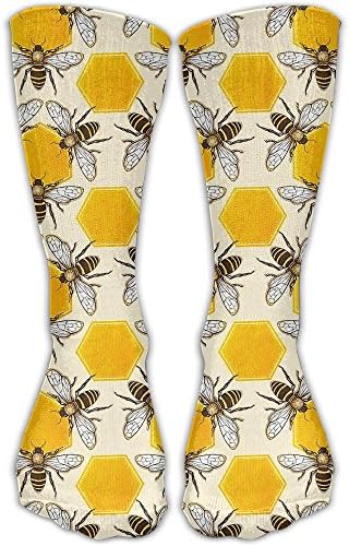Honeybee Honeycomb Athletic Crew Sock Novelty Tube Socks 11.8 Inch Long For Adult Outdoor Workout Dancing