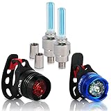 Bike Light - Front and Rear Aluminum LED Bike Light Set - 2 Valve Wheels Lights - 2 Waterproof High Intensity Multi-Purpose Rear Bike Light for Bicycle
