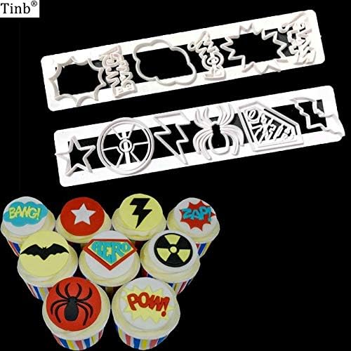 1 Set 2pcs Fondant Cake Cookie Decorating Tools Superhero Cupcake Mold Biscuit Sugarcraft Cutter Cake Mold Baking Tools For Cake Mould