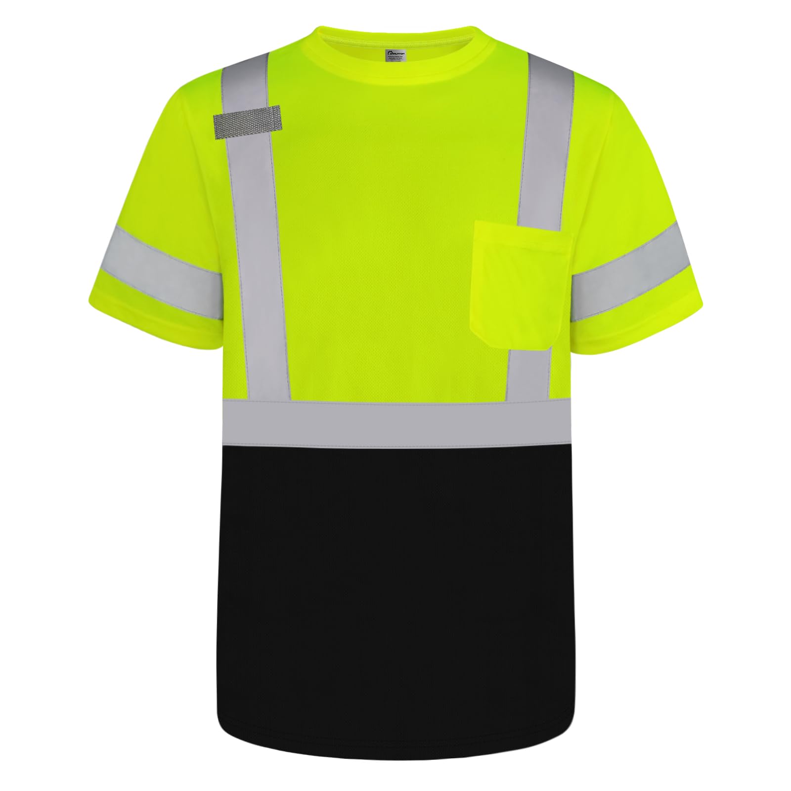 Graunton Hi Vis T Shirt Short Sleeve High Vis T Shirt for Men Women, Reflective Safety Shirts for Men Construction, Security Guard, Durable & Breathable, Yellow Black, L.