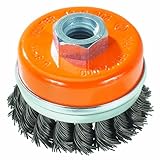 Walter 13G304 Knot Twisted Wire Cup Brush - 3 in. Carbon Steel Brush with Supporting Ring. Finishing Tools and Accessories