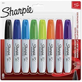 Sharpie 38250PP Permanent Markers, Chisel Tip, Assorted Colors, 8-Count, Standard Packaging