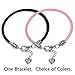 Timeline Treasures Black Leather Charm Bracelet For Women, Fits European Charms, Steel Lobster Claw Clasp, 7.5 Inch