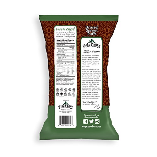 Vegan Rob's Puffs, Brussel Sprout | Gluten-Free Snack, Plant Based, Vegan, Zero Trans Fats, Non GMO | 1.25 Ounce Snack Size Bags (24 Count)