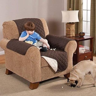 Elegante Luxurious Reversible RECLINER Furniture Protector, Coffee / Tan