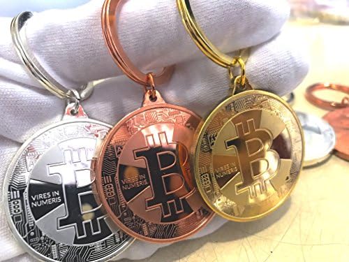 Bitcoin Keychain Collectors Set (3 Pack) .999 Fine Gold Bitcoin Commemorative Collectors Coins - Heavy Plated 1oz Gold - Crafted Polished Mirror Finish - Includes Gold, Silver, and Bronze