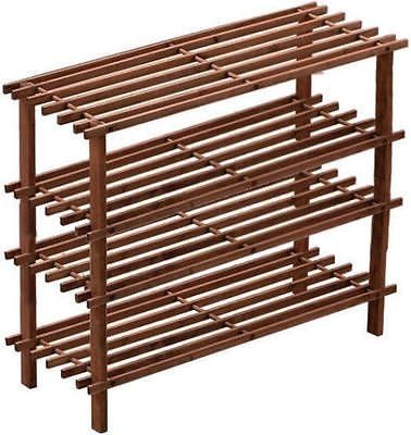 Dark and Natural 4-Tier 3-Tier 2-Tier Wooden Shoe Shelf Storage Organizer Entryway Shoe rack, Home Shelf Storage Cabinet for Shoes. (4-Tier shoe rack (58 x 26 x 67cm), Dark)