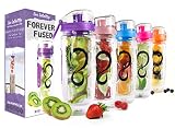 Live Infinitely 32 oz. Infuser Water Bottles - Featuring a Full Length Infusion Rod, Flip Top Lid, Dual Hand Grips & Recipe Ebook Gift (Purple, 32 oz)