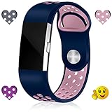 Wepro Replacement Bands for Fitbit Charge 2, Pack of 3 Charge2 Strap Bands with Air Holes, Small, Blue Pink