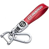 Leather Car Keychain for Mazda CX-5 CX-7 CX-8 M6 MX5 RX7 RX8 A8 CX9 MX6 R3 M2 M5 Series Car Key Chain Ring Accessories for Men and Woman Red