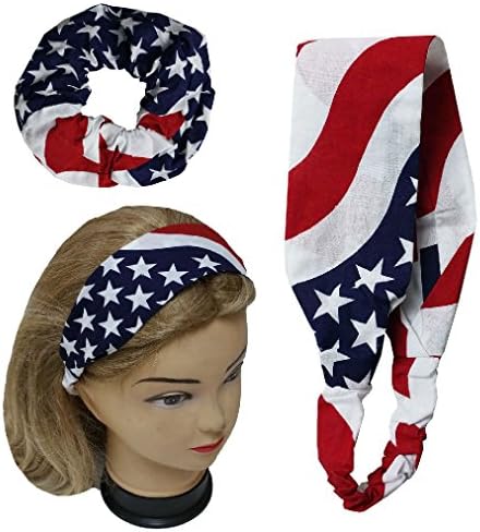 New Girls Fashion US Flag Hair Band Headwrap &amp; Scrunchie Star Stripes Hair Accessories Women