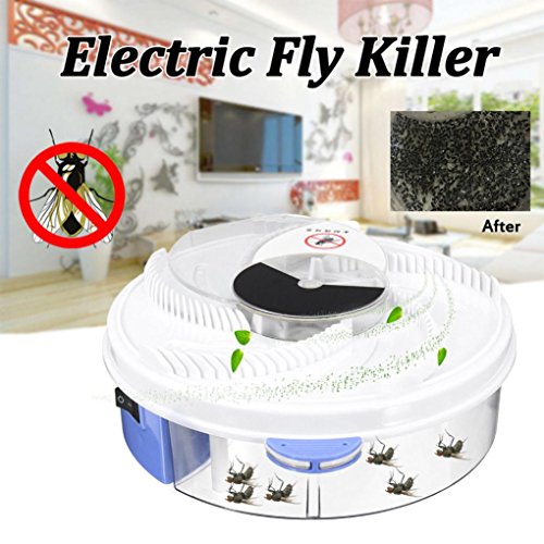 Boddenly Newest Electric Flycatcher Fly Trap Device with Trapping Food Mosquito Killer Pest Control Bug Insect Zapper Pest Catcher 7.8''x7.8''x2.7'' White
