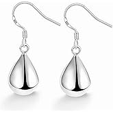 925 Silver Teardrop Hook Earrings for Women/Hypoallergenic Silver Teardrop Hook Dangle Earrings for Women/Waterdrop Tear Drop Dangle Earrings.
