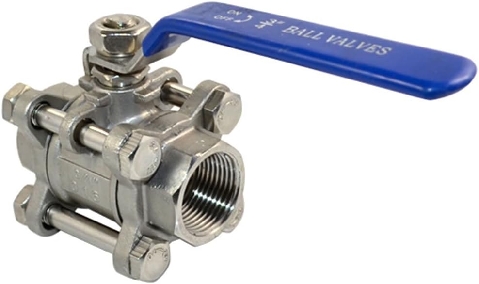 3/4" Stainless Steel 316 3-Pcs Type Full Port Ball Valve,NPT Female Threaded,WOG 1000
