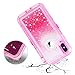 Dexnor Compatible iPhone X/XS Case Glitter Bling Sparkle 3D Flowing Quicksand Liquid Bumper Clear 3 in 1 Shockproof TPU Rubber Silicone Core + Plastic Frame Protective Defender Cover for Girls - Pink