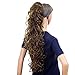 SWACC 24-Inch Long Messy Curls Claw Clip Ponytail Extensions - Synthetic Drawstring Curly Hairpiece Jaw Clip Hair Extensions (12#-Light Brown)