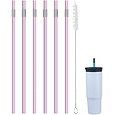 KLOWOAH Replacement Straws Compatible with Owala 24oz Tumbler, with 1 Brush,Pack of 6 (light red)