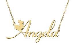 Aoloshow 18k Gold Plated Angela Heart Name Necklace