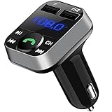 Bluetooth FM Transmitter for Car, BathTyson Bluetooth Car Adapter, Wireless Bluetooth Radio Transmitter Adapter with Dual USB Charging Ports, Hand-Free Calling, Support Micro SD Card/USB Flash Drive