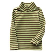 JWWN Little Boys Turtleneck Thermal Tops Long Sleeve Striped Tee Winter Baselayer Warm Undershirt,(Green,12Months)