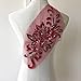 Shimmer Burgundy 3D Flower Lace Applique Crystal Sequined Embroidery Lace Patch Wedding Motif Sew on Dress Gown Costumes
