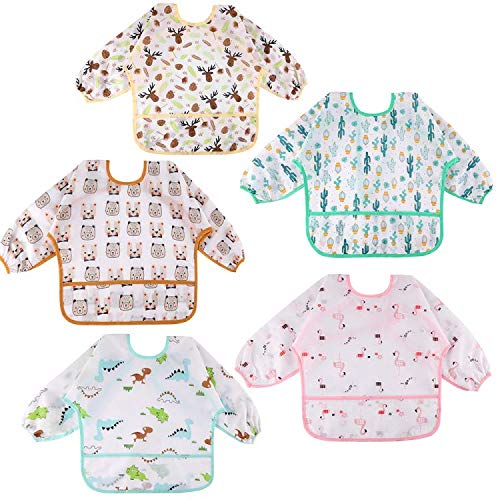 Lictin Baby Bibs for Boy or Girl,Long Sleeve Bib,Waterproof