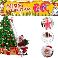 HLovebuy Santa Climbing Ladder Electric Santa Claus Climbing Rope Ladder Decoration, Christmas Super Climbing Santa Plush Doll Toy for Hanging Ornament Tree Indoor Outdoor Decoration