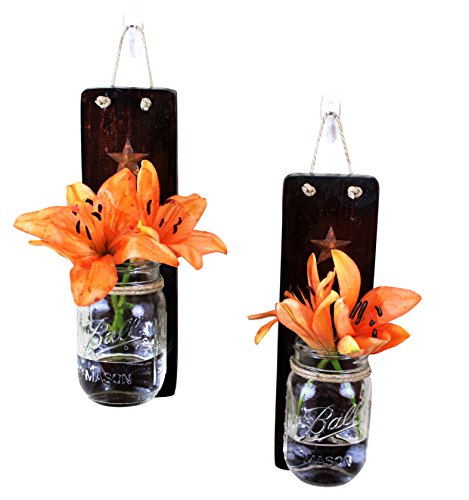 image for Heartful Home Rustic Wall Sconces Set of 2 - Primitive Country Decor -