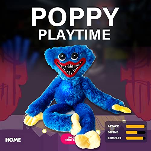 Huggy Wuggy Plush Toy, Blue Soft Poppy Playtime Horror Game Stuffed Doll, 15.7 inches Funny and Scary Cuddle Pillow Gifts for Children