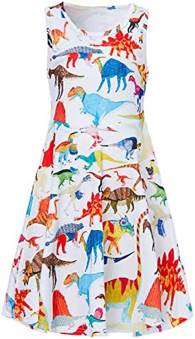 Adicreat Girls Cute Sleeveless Dress Round Neck Print Casual Party Sundress