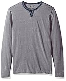 Lucky Brand Men's Long Sleeve Burnout Notch Neck Shirt, Gargoyle Multi, L
