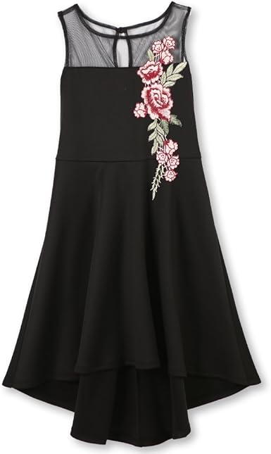 girls black high low dress