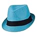 Pleated Hat Band Straw Fedora Hat - Turquoise W18S37F