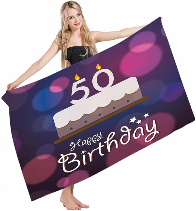 Mugod Beach Towel Bath Towels 50th Birthday Color Spots in