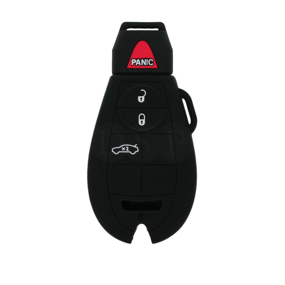 BROVACS Silicone Cover Protector Case Holder Skin Jacket Compatible with DODGE JEEP CHRYSLER 4 Button Smart Remote Key Fob CV4752 Black