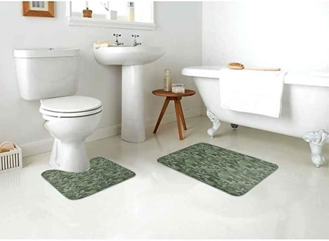 Amazon.com: DESPKON Forest Green, 2 Pcs Bath Mat Set Abstract Pattern ...