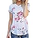 Gotd Women Flower Short Sleeve Blouse Casual Tops T Shirt Tee (XL, White)
