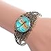 LUREME Vintage Jewelry Time Gem Series Antique Bronze Hollowed Flower with Dragonfly Cuff Bangle Bracelet for Women Girls (06001816-parent) (Dragonfly)